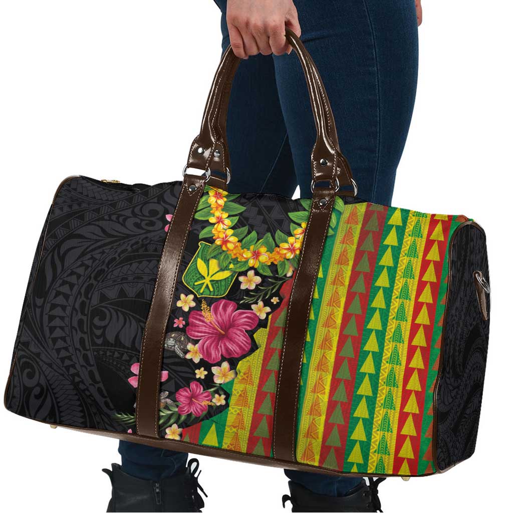 Hawaiian Independence Day Travel Bag Kanaka Maoli Symbols With Tapa Motifs and Tropical Plants - Polynesian Pride