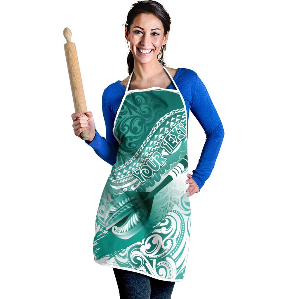 Personalised New Zealand Aotearoa Darts Masters Apron Maori Art Tattoo with Tribal Dart Symbol Teal Color - Polynesian Pride