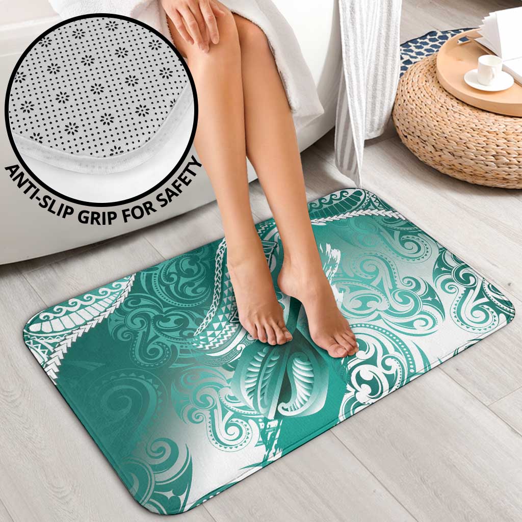 Personalised New Zealand Aotearoa Darts Masters Bathroom Set Maori Art Tattoo with Tribal Dart Symbol Teal Color - Polynesian Pride