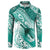 Personalised New Zealand Aotearoa Darts Masters Button Sweatshirt Maori Art Tattoo with Tribal Dart Symbol Teal Color - Polynesian Pride