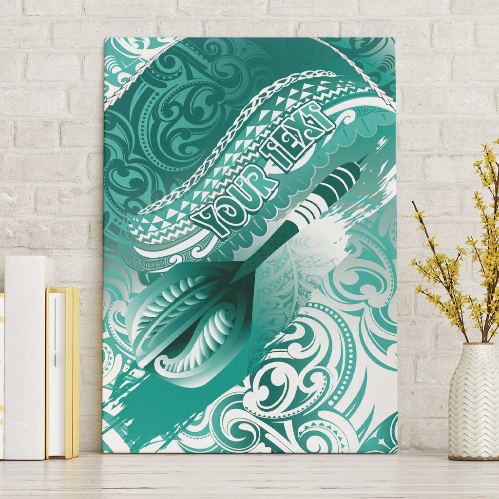 Personalised New Zealand Aotearoa Darts Masters Canvas Wall Art Maori Art Tattoo with Tribal Dart Symbol Teal Color - Polynesian Pride