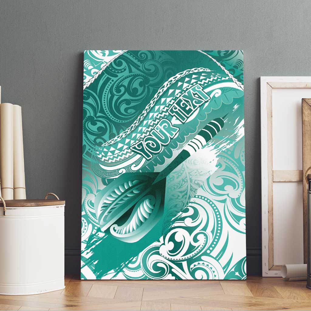 Personalised New Zealand Aotearoa Darts Masters Canvas Wall Art Maori Art Tattoo with Tribal Dart Symbol Teal Color - Polynesian Pride