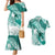 Personalised New Zealand Aotearoa Darts Masters Couples Matching Mermaid Dress and Hawaiian Shirt Maori Art Tattoo with Tribal Dart Symbol Teal Color - Polynesian Pride