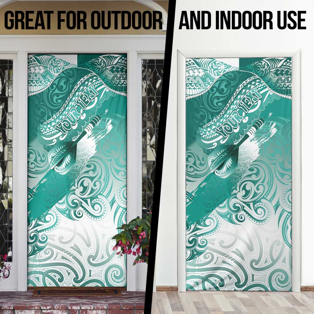 Personalised New Zealand Aotearoa Darts Masters Door Cover Maori Art Tattoo with Tribal Dart Symbol Teal Color - Polynesian Pride