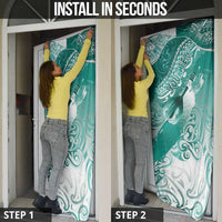 Personalised New Zealand Aotearoa Darts Masters Door Cover Maori Art Tattoo with Tribal Dart Symbol Teal Color - Polynesian Pride