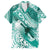 Personalised New Zealand Aotearoa Darts Masters Family Matching Off The Shoulder Long Sleeve Dress and Hawaiian Shirt Maori Art Tattoo with Tribal Dart Symbol Teal Color - Polynesian Pride