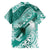 Personalised New Zealand Aotearoa Darts Masters Family Matching Off The Shoulder Long Sleeve Dress and Hawaiian Shirt Maori Art Tattoo with Tribal Dart Symbol Teal Color - Polynesian Pride
