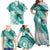 Personalised New Zealand Aotearoa Darts Masters Family Matching Off Shoulder Maxi Dress and Hawaiian Shirt Maori Art Tattoo with Tribal Dart Symbol Teal Color - Polynesian Pride