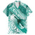 Personalised New Zealand Aotearoa Darts Masters Family Matching Off Shoulder Maxi Dress and Hawaiian Shirt Maori Art Tattoo with Tribal Dart Symbol Teal Color - Polynesian Pride