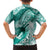 Personalised New Zealand Aotearoa Darts Masters Family Matching Short Sleeve Bodycon Dress and Hawaiian Shirt Maori Art Tattoo with Tribal Dart Symbol Teal Color - Polynesian Pride