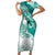 Personalised New Zealand Aotearoa Darts Masters Family Matching Short Sleeve Bodycon Dress and Hawaiian Shirt Maori Art Tattoo with Tribal Dart Symbol Teal Color - Polynesian Pride