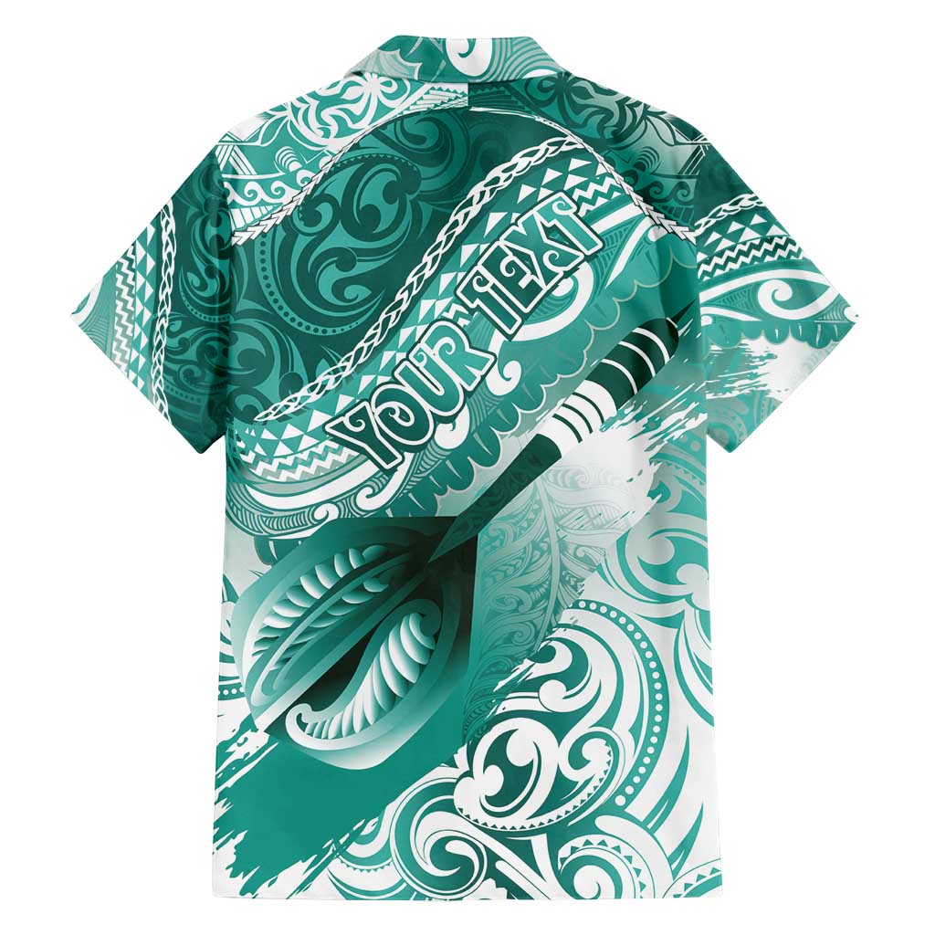 Personalised New Zealand Aotearoa Darts Masters Family Matching Summer Maxi Dress and Hawaiian Shirt Maori Art Tattoo with Tribal Dart Symbol Teal Color - Polynesian Pride