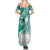 Personalised New Zealand Aotearoa Darts Masters Family Matching Summer Maxi Dress and Hawaiian Shirt Maori Art Tattoo with Tribal Dart Symbol Teal Color - Polynesian Pride