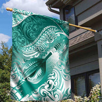Personalised New Zealand Aotearoa Darts Masters Garden Flag Maori Art Tattoo with Tribal Dart Symbol Teal Color - Polynesian Pride