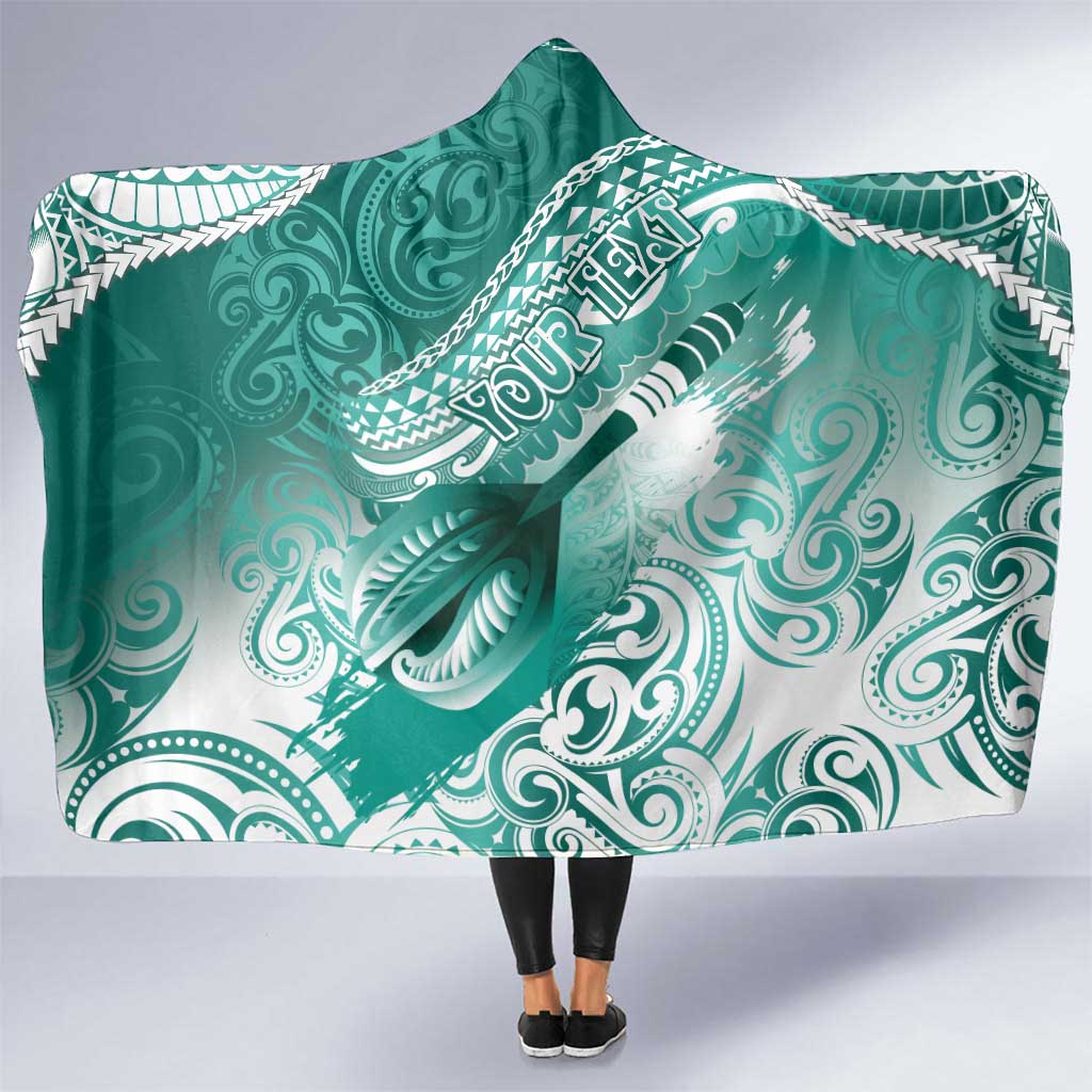 Personalised New Zealand Aotearoa Darts Masters Hooded Blanket Maori Art Tattoo with Tribal Dart Symbol Teal Color - Polynesian Pride