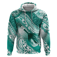 Personalised New Zealand Aotearoa Darts Masters Hoodie Maori Art Tattoo with Tribal Dart Symbol Teal Color - Polynesian Pride