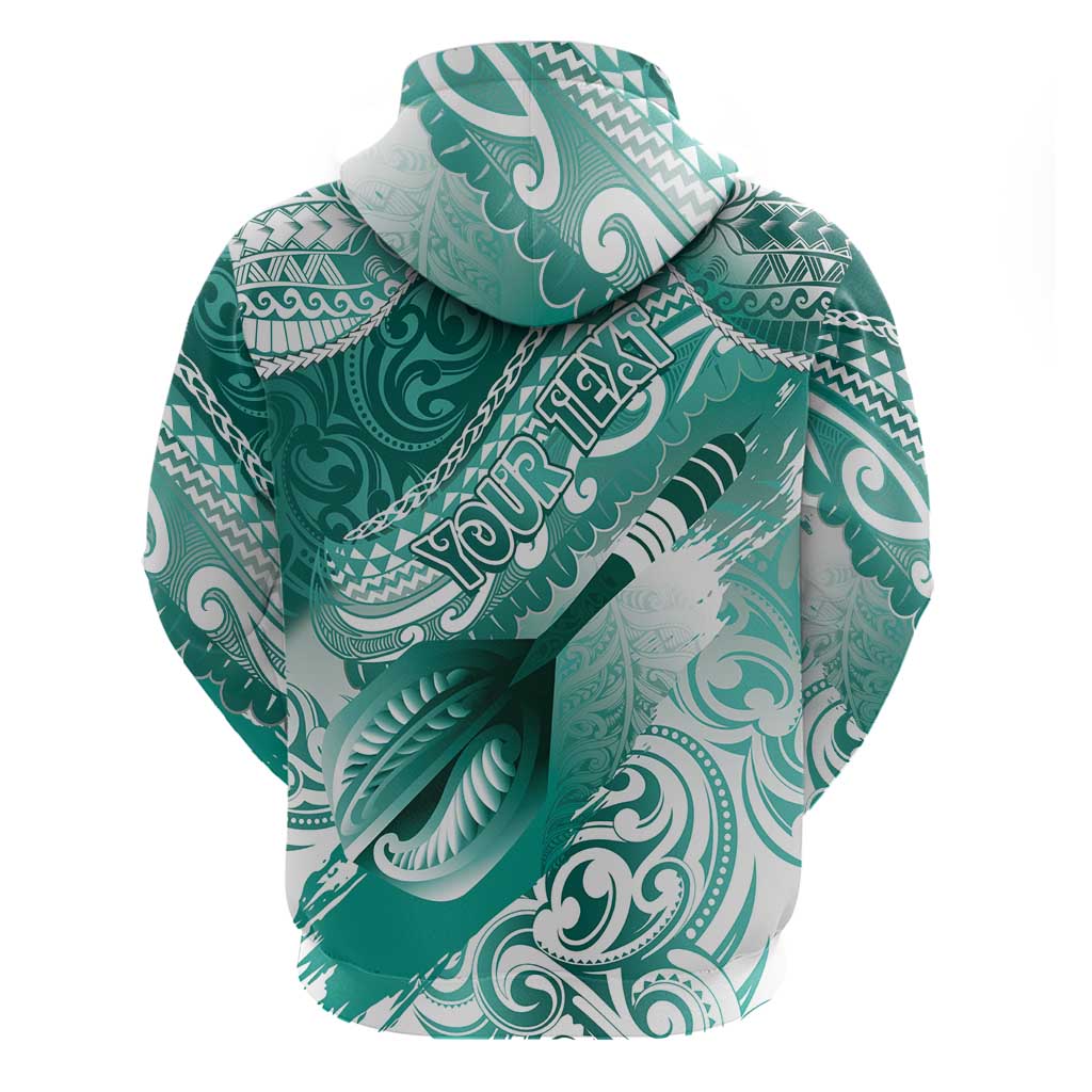 Personalised New Zealand Aotearoa Darts Masters Hoodie Maori Art Tattoo with Tribal Dart Symbol Teal Color - Polynesian Pride