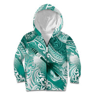 Personalised New Zealand Aotearoa Darts Masters Kid Hoodie Maori Art Tattoo with Tribal Dart Symbol Teal Color - Polynesian Pride