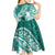 Personalised New Zealand Aotearoa Darts Masters Kid Short Sleeve Dress Maori Art Tattoo with Tribal Dart Symbol Teal Color - Polynesian Pride