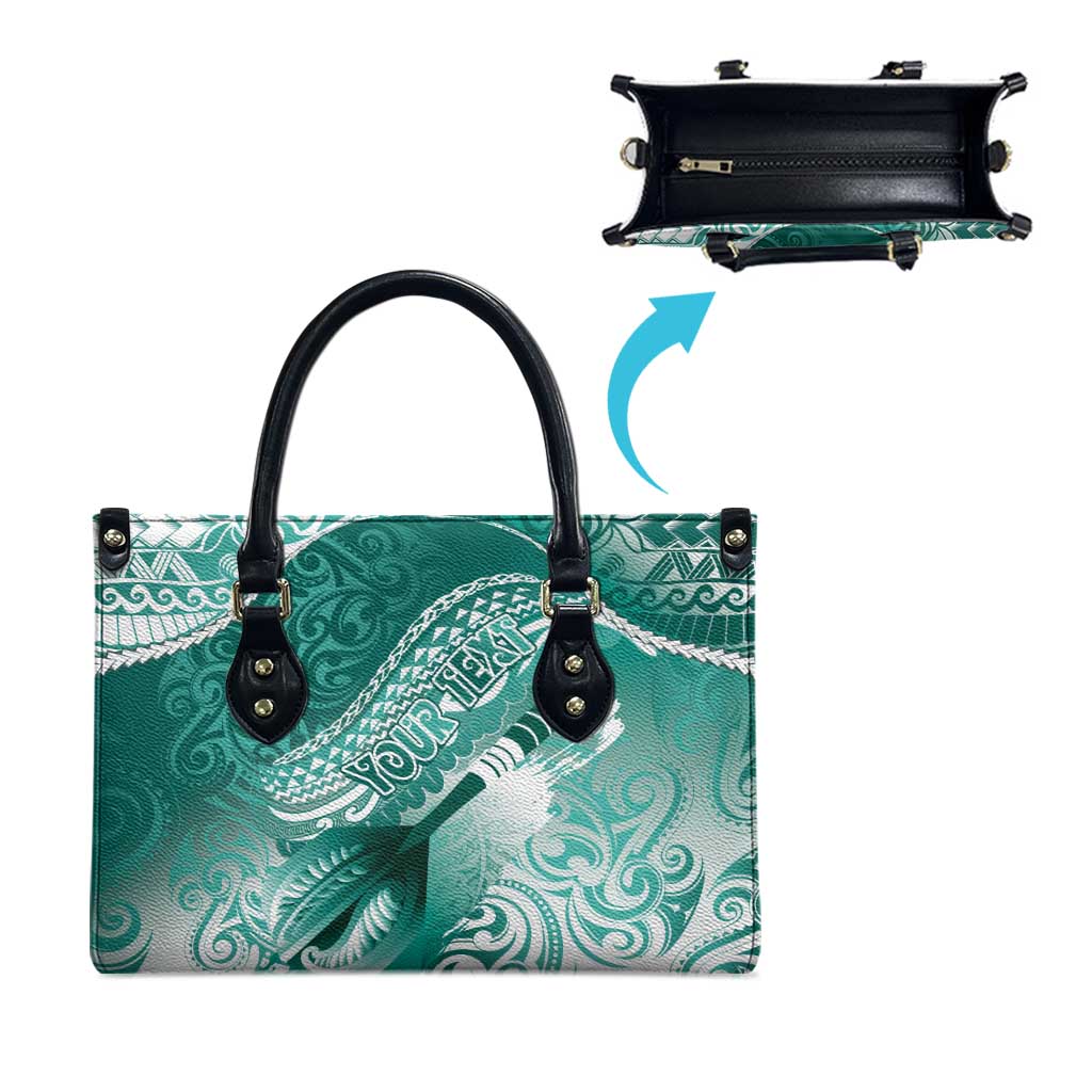 Personalised New Zealand Aotearoa Darts Masters Leather Bag Maori Art Tattoo with Tribal Dart Symbol Teal Color - Polynesian Pride