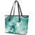 Personalised New Zealand Aotearoa Darts Masters Leather Tote Bag Maori Art Tattoo with Tribal Dart Symbol Teal Color - Polynesian Pride