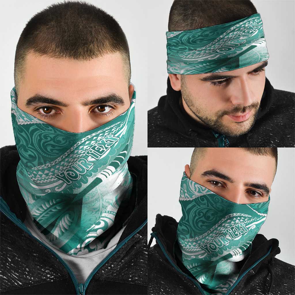 Personalised New Zealand Aotearoa Darts Masters Neck Gaiter Maori Art Tattoo with Tribal Dart Symbol Teal Color - Polynesian Pride