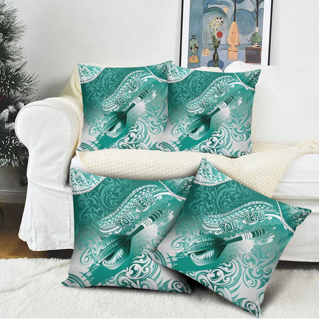 Personalised New Zealand Aotearoa Darts Masters Pillow Cover Maori Art Tattoo with Tribal Dart Symbol Teal Color - Polynesian Pride