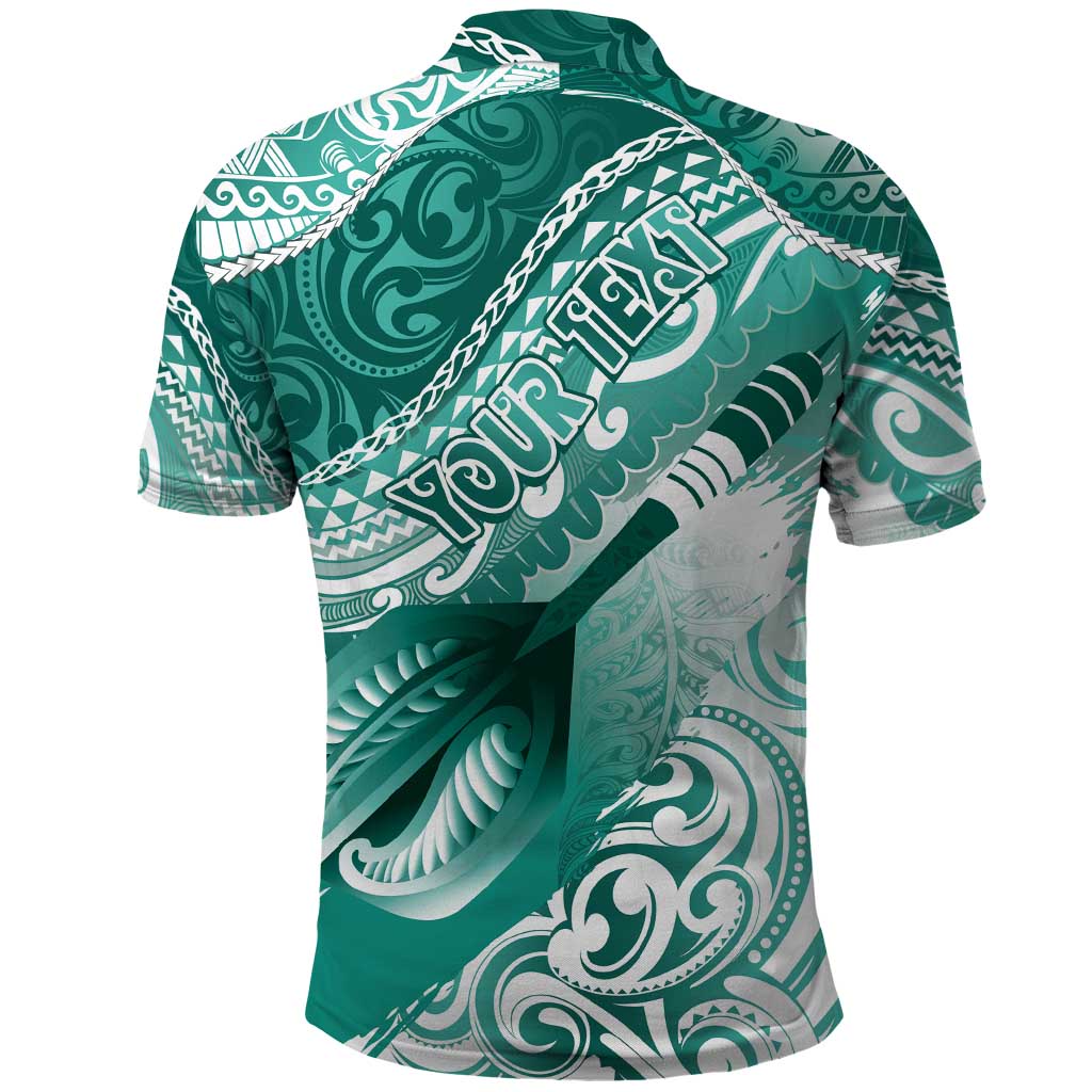 Personalised New Zealand Aotearoa Darts Masters Polo Shirt Maori Art Tattoo with Tribal Dart Symbol Teal Color - Polynesian Pride