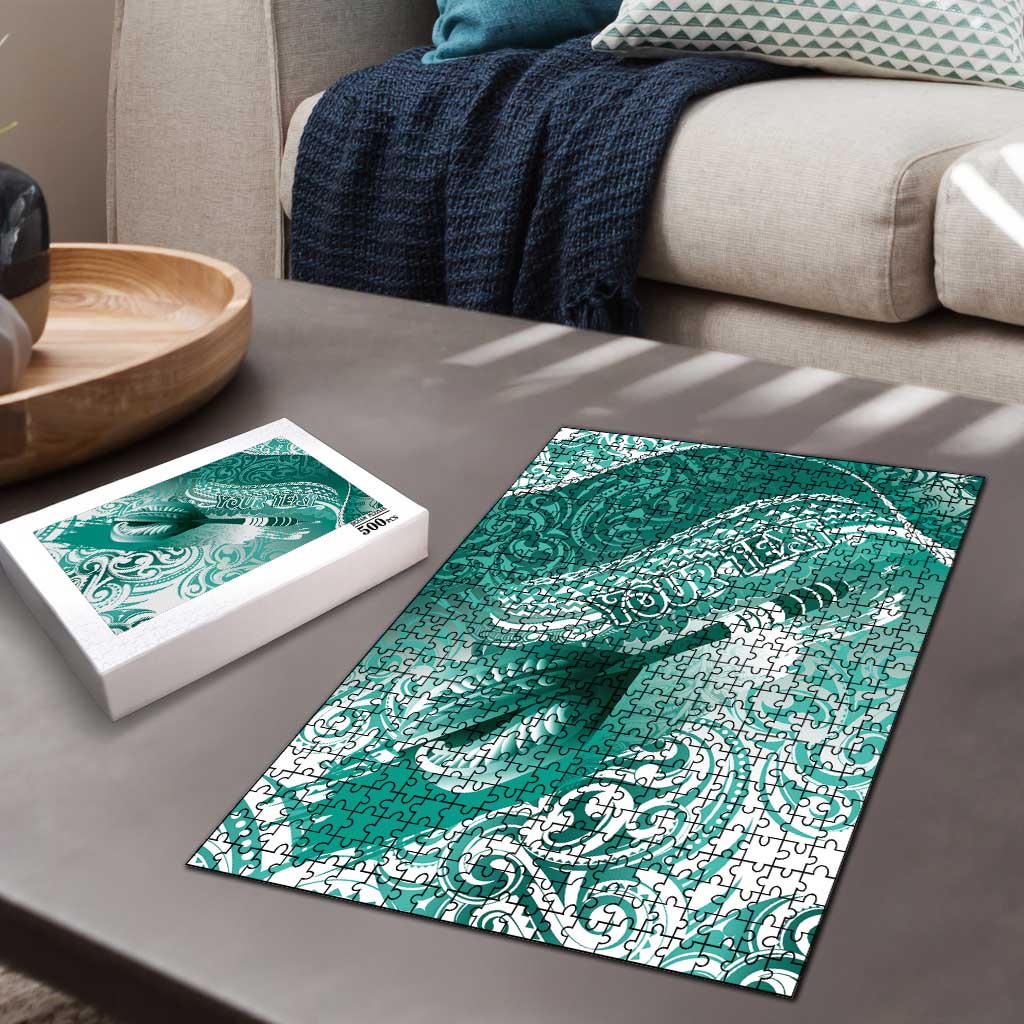 Personalised New Zealand Aotearoa Darts Masters Puzzle Maori Art Tattoo with Tribal Dart Symbol Teal Color - Polynesian Pride