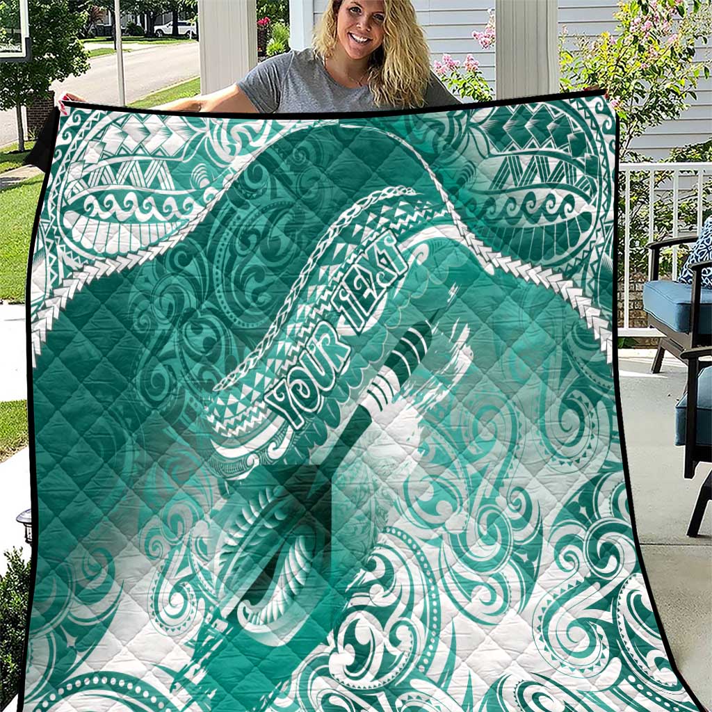 Personalised New Zealand Aotearoa Darts Masters Quilt Maori Art Tattoo with Tribal Dart Symbol Teal Color - Polynesian Pride