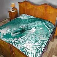Personalised New Zealand Aotearoa Darts Masters Quilt Maori Art Tattoo with Tribal Dart Symbol Teal Color - Polynesian Pride