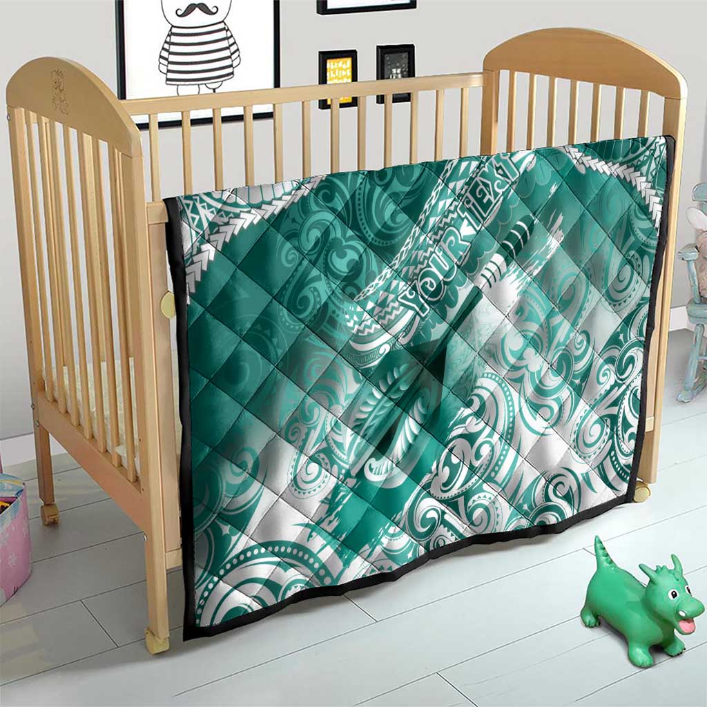 Personalised New Zealand Aotearoa Darts Masters Quilt Maori Art Tattoo with Tribal Dart Symbol Teal Color - Polynesian Pride