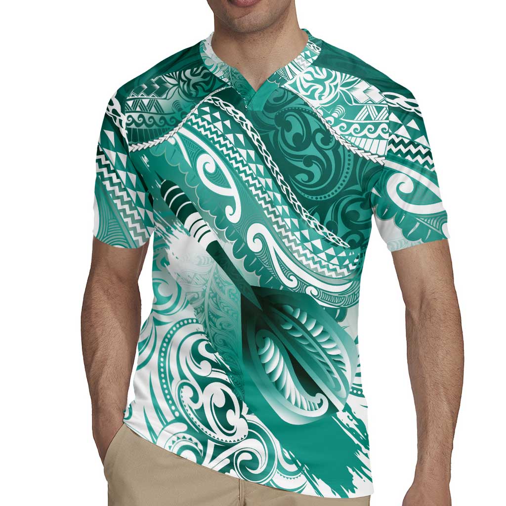 Personalised New Zealand Aotearoa Darts Masters Rugby Jersey Maori Art Tattoo with Tribal Dart Symbol Teal Color - Polynesian Pride