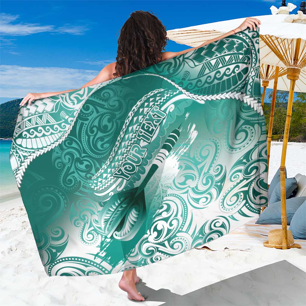 Personalised New Zealand Aotearoa Darts Masters Sarong Maori Art Tattoo with Tribal Dart Symbol Teal Color - Polynesian Pride