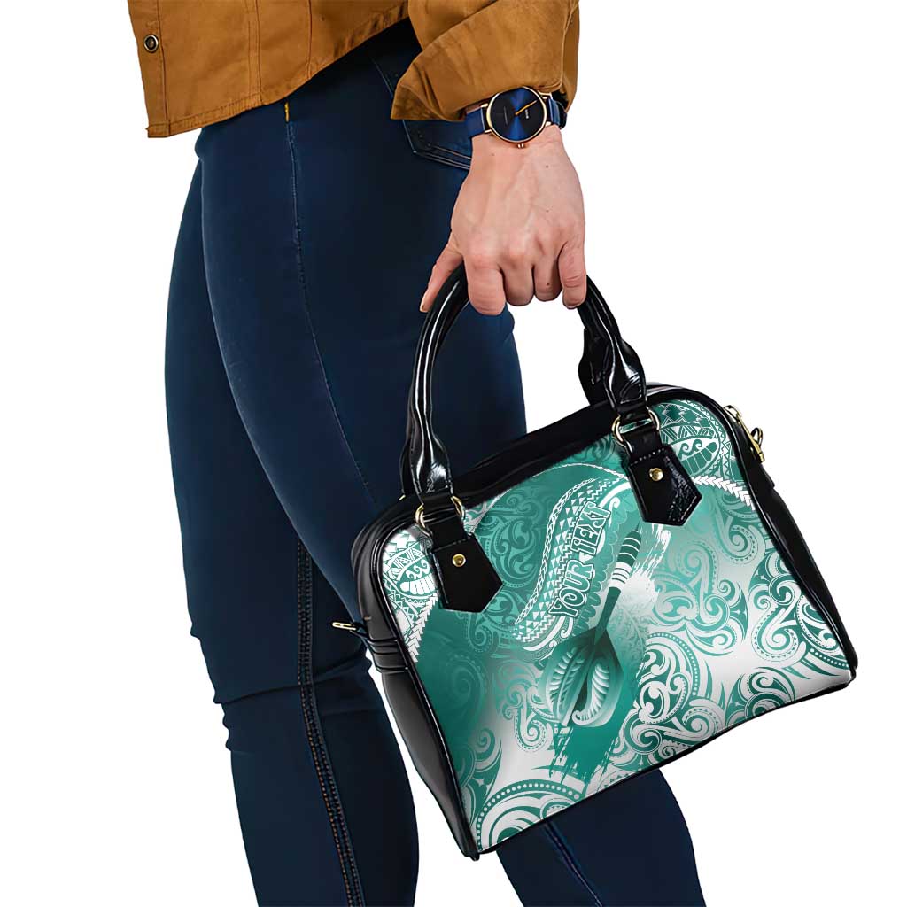Personalised New Zealand Aotearoa Darts Masters Shoulder Handbag Maori Art Tattoo with Tribal Dart Symbol Teal Color - Polynesian Pride