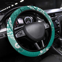 New Zealand Aotearoa Darts Masters Steering Wheel Cover Maori Art Tattoo with Tribal Dart Symbol Teal Color - Polynesian Pride