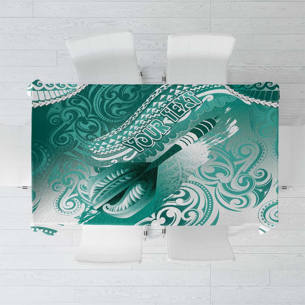 Personalised New Zealand Aotearoa Darts Masters Tablecloth Maori Art Tattoo with Tribal Dart Symbol Teal Color - Polynesian Pride