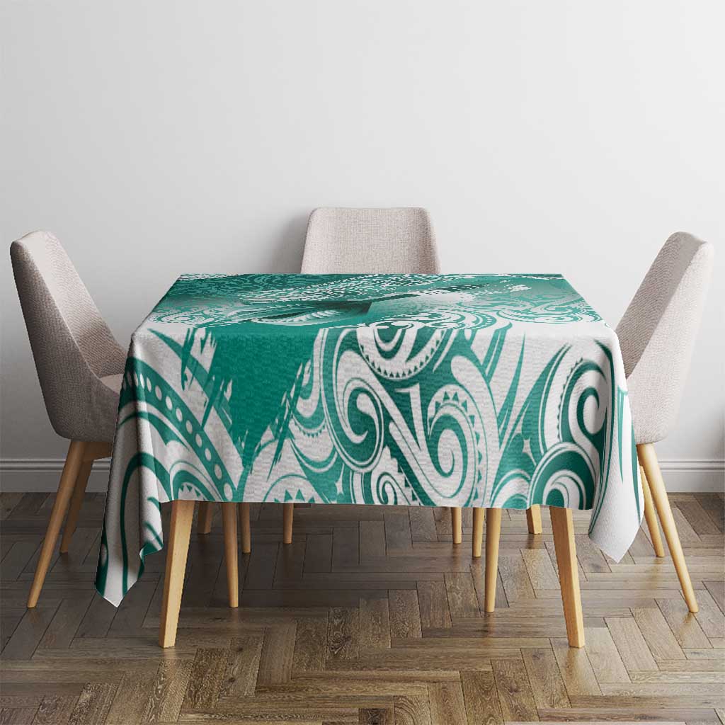 Personalised New Zealand Aotearoa Darts Masters Tablecloth Maori Art Tattoo with Tribal Dart Symbol Teal Color - Polynesian Pride