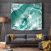 Personalised New Zealand Aotearoa Darts Masters Tapestry Maori Art Tattoo with Tribal Dart Symbol Teal Color - Polynesian Pride