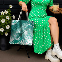 Personalised New Zealand Aotearoa Darts Masters Tote Bag Maori Art Tattoo with Tribal Dart Symbol Teal Color - Polynesian Pride