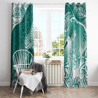 Personalised New Zealand Aotearoa Darts Masters Window Curtain Maori Art Tattoo with Tribal Dart Symbol Teal Color - Polynesian Pride