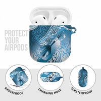Personalised New Zealand Aotearoa Darts Masters AirPods Case Maori Art Tattoo with Tribal Dart Symbol Blue - Polynesian Pride