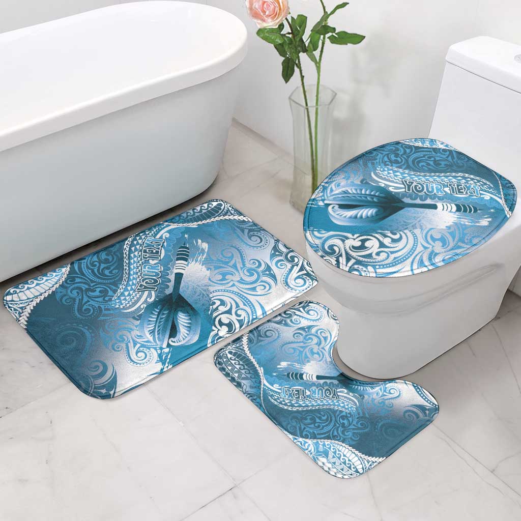Personalised New Zealand Aotearoa Darts Masters Bathroom Set Maori Art Tattoo with Tribal Dart Symbol Blue - Polynesian Pride