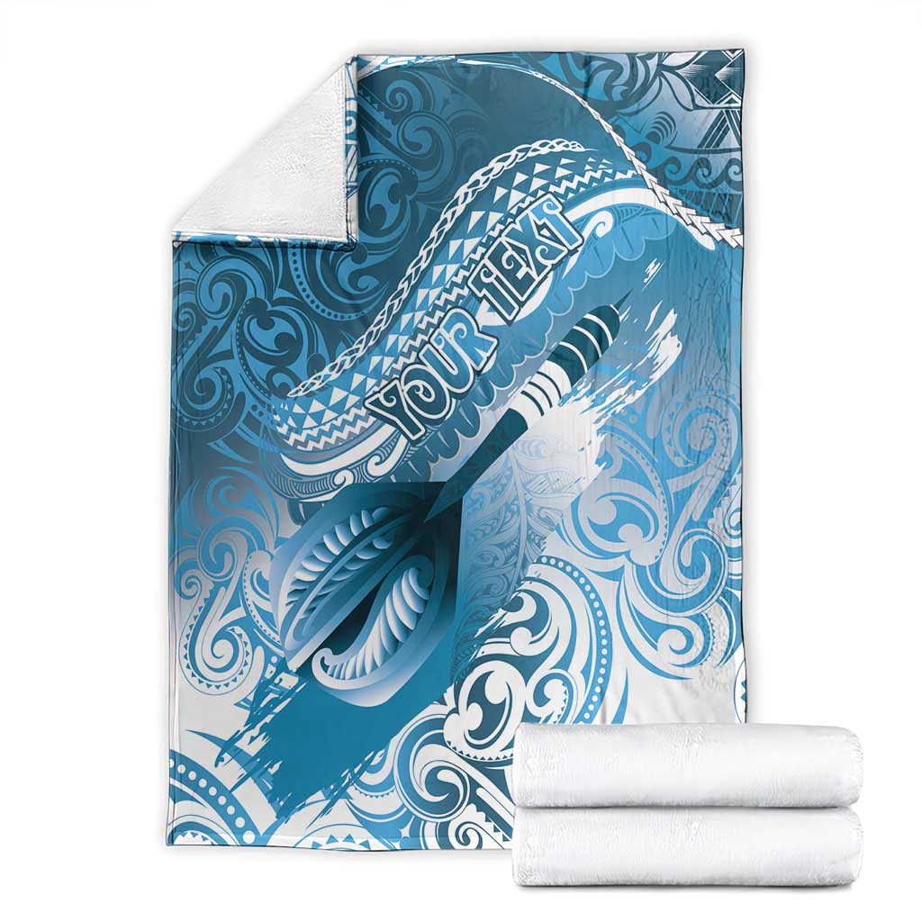 Personalised New Zealand Aotearoa Darts Masters Blanket Maori Art Tattoo with Tribal Dart Symbol Blue - Polynesian Pride