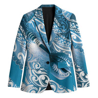 Personalised New Zealand Aotearoa Darts Masters Blazer Maori Art Tattoo with Tribal Dart Symbol Blue - Polynesian Pride