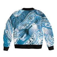 Personalised New Zealand Aotearoa Darts Masters Bomber Jacket Maori Art Tattoo with Tribal Dart Symbol Blue - Polynesian Pride