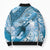 Personalised New Zealand Aotearoa Darts Masters Bomber Puffer Jacket Maori Art Tattoo with Tribal Dart Symbol Blue - Polynesian Pride