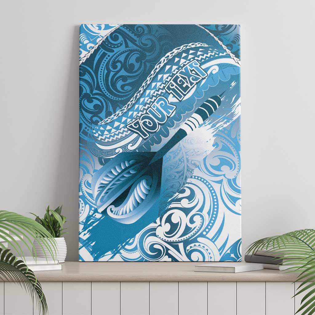 Personalised New Zealand Aotearoa Darts Masters Canvas Wall Art Maori Art Tattoo with Tribal Dart Symbol Blue - Polynesian Pride