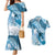 Personalised New Zealand Aotearoa Darts Masters Couples Matching Mermaid Dress and Hawaiian Shirt Maori Art Tattoo with Tribal Dart Symbol Blue - Polynesian Pride