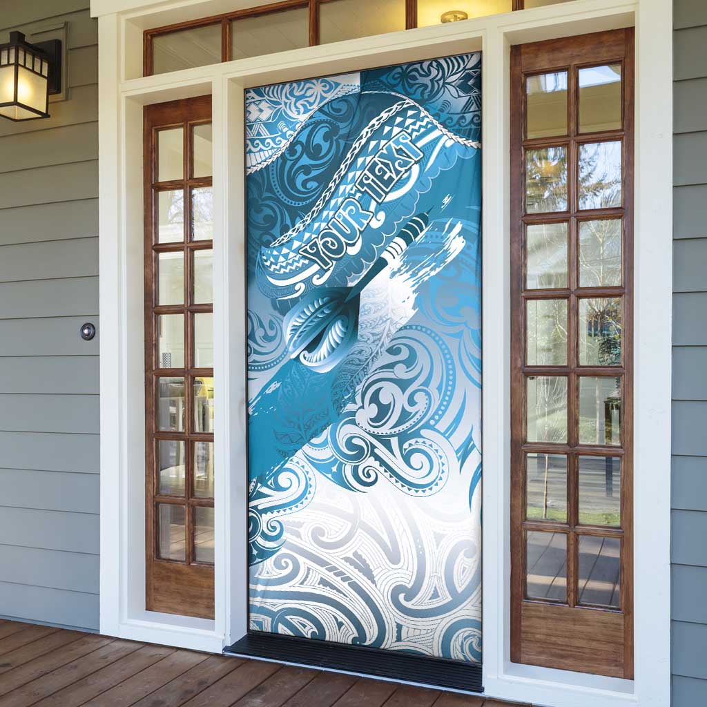 Personalised New Zealand Aotearoa Darts Masters Door Cover Maori Art Tattoo with Tribal Dart Symbol Blue - Polynesian Pride